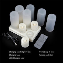 Load image into Gallery viewer, 6 Pack LED Flameless Candles Remote Electric Tea Light Fake Vela Flame Votive Timer Tealight Home Decor Charging or no Charging