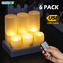Load image into Gallery viewer, 6 Pack LED Flameless Candles Remote Electric Tea Light Fake Vela Flame Votive Timer Tealight Home Decor Charging or no Charging

